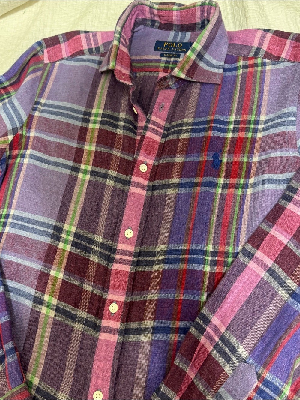 Polo Ralph Lauren Purple & Pink Plaid Button-Down Shirt - women,size S - Picture 3 of 7